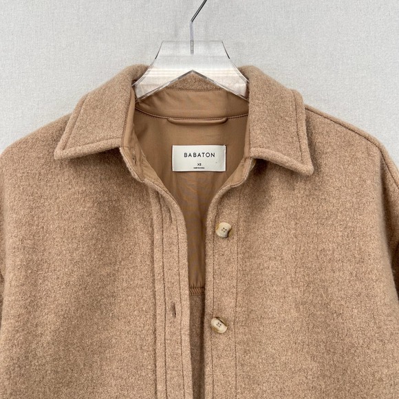 ARITZIA BABATON Pelli Jacket Womens XS Camel Tan Shacket Merino Wool Oversized - Picture 4 of 12